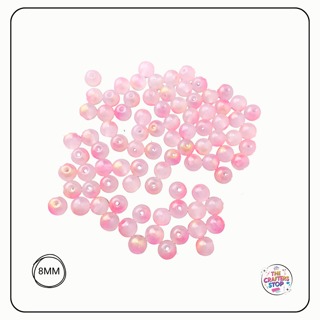 Frosted Glass Beads with Gold Splatter Effect