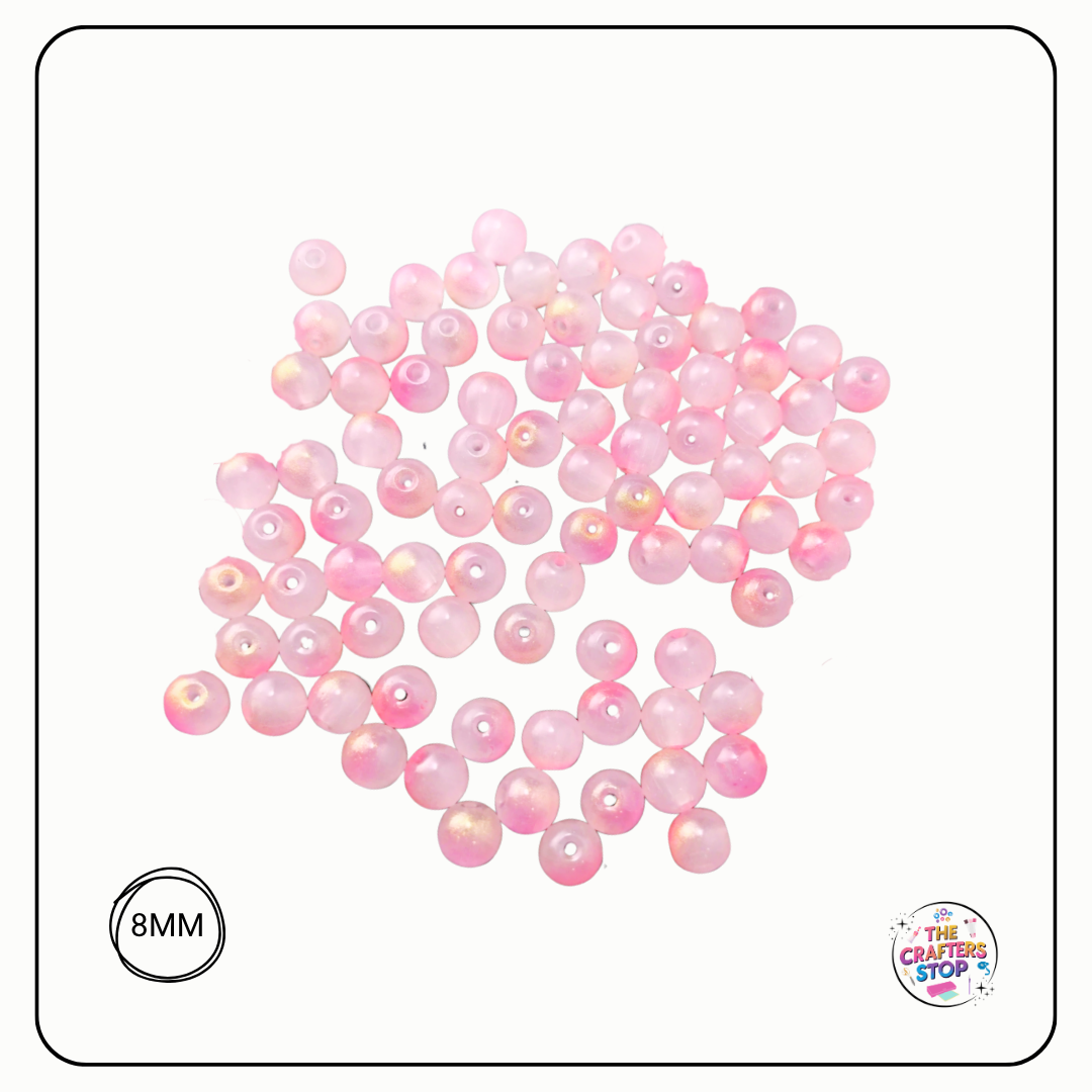 Frosted Glass Beads with Gold Splatter Effect