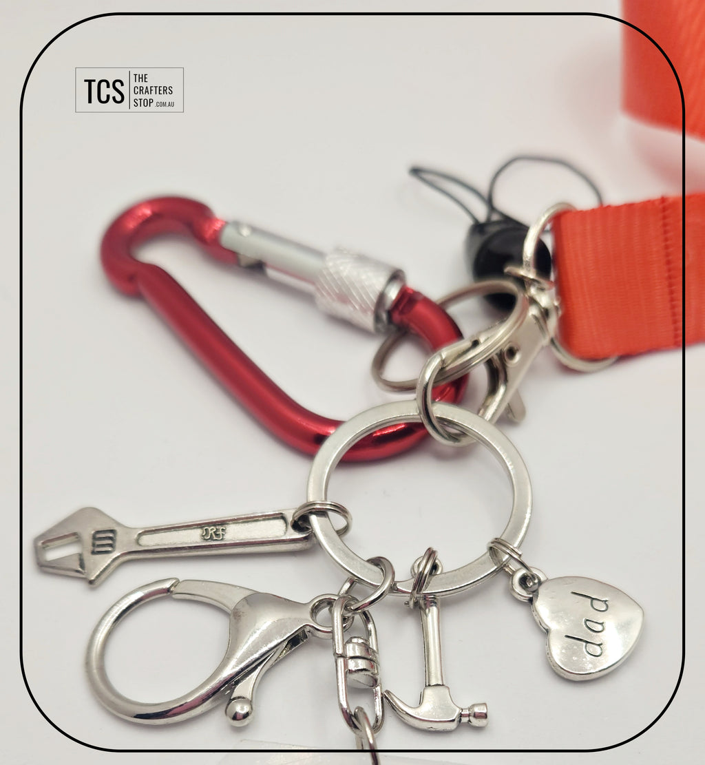 Metal Charm Tool Keyring with Lanyard and Acrylic Blank (Father's Day)