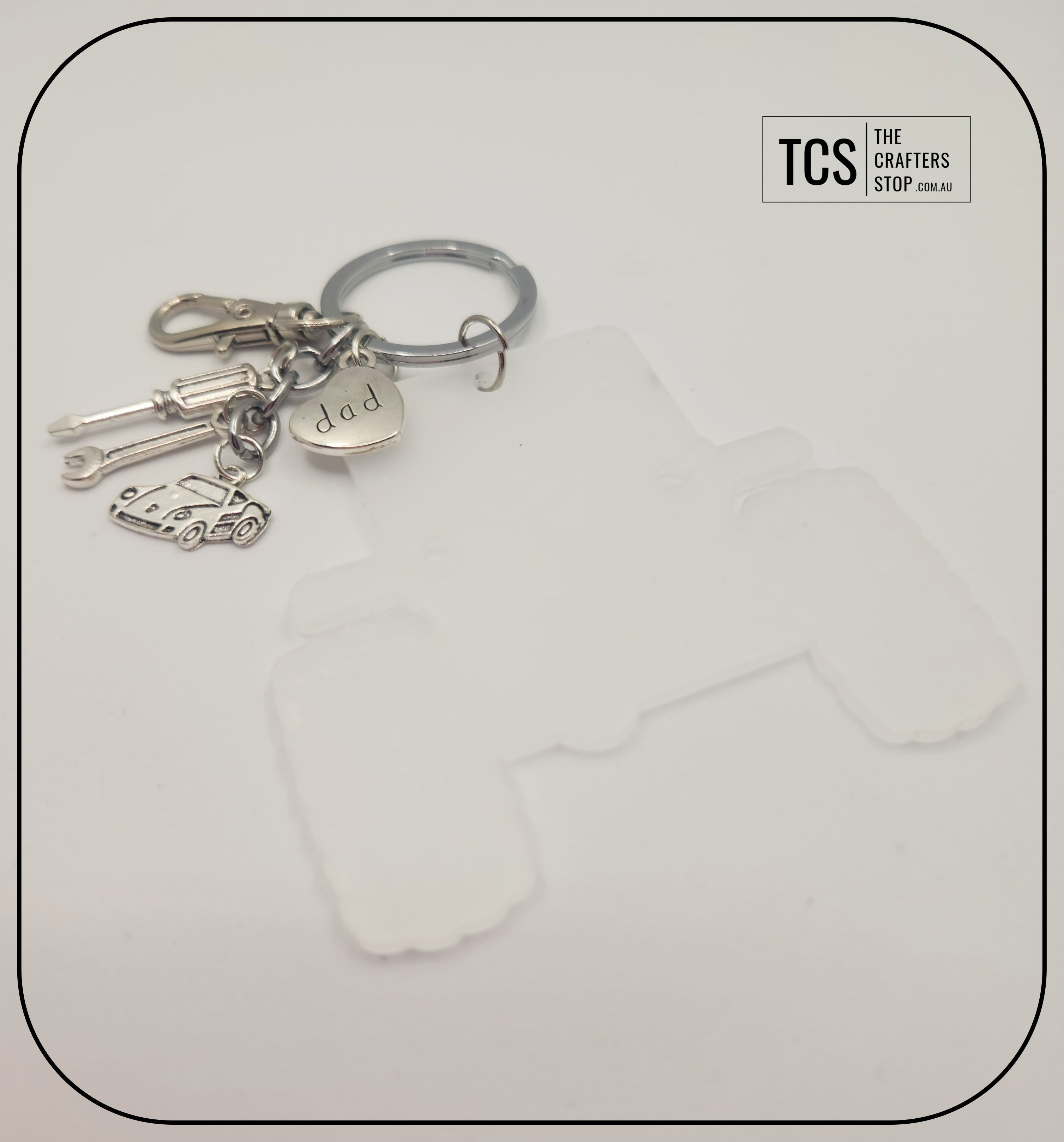 Metal Charm 4X4 Car Keyring with Acrylic Blank (Father's Day)