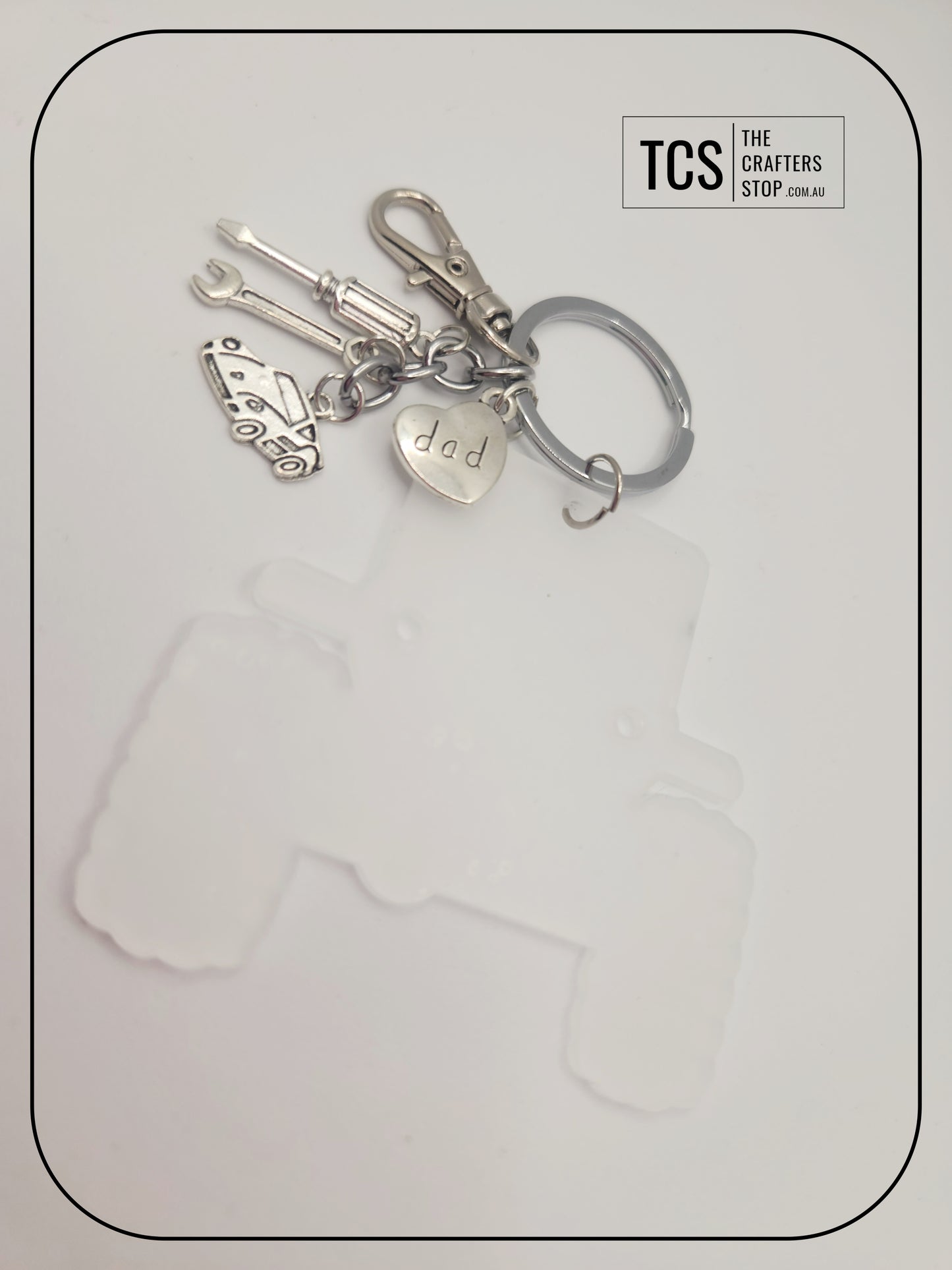 Metal Charm 4X4 Car Keyring with Acrylic Blank (Father's Day)