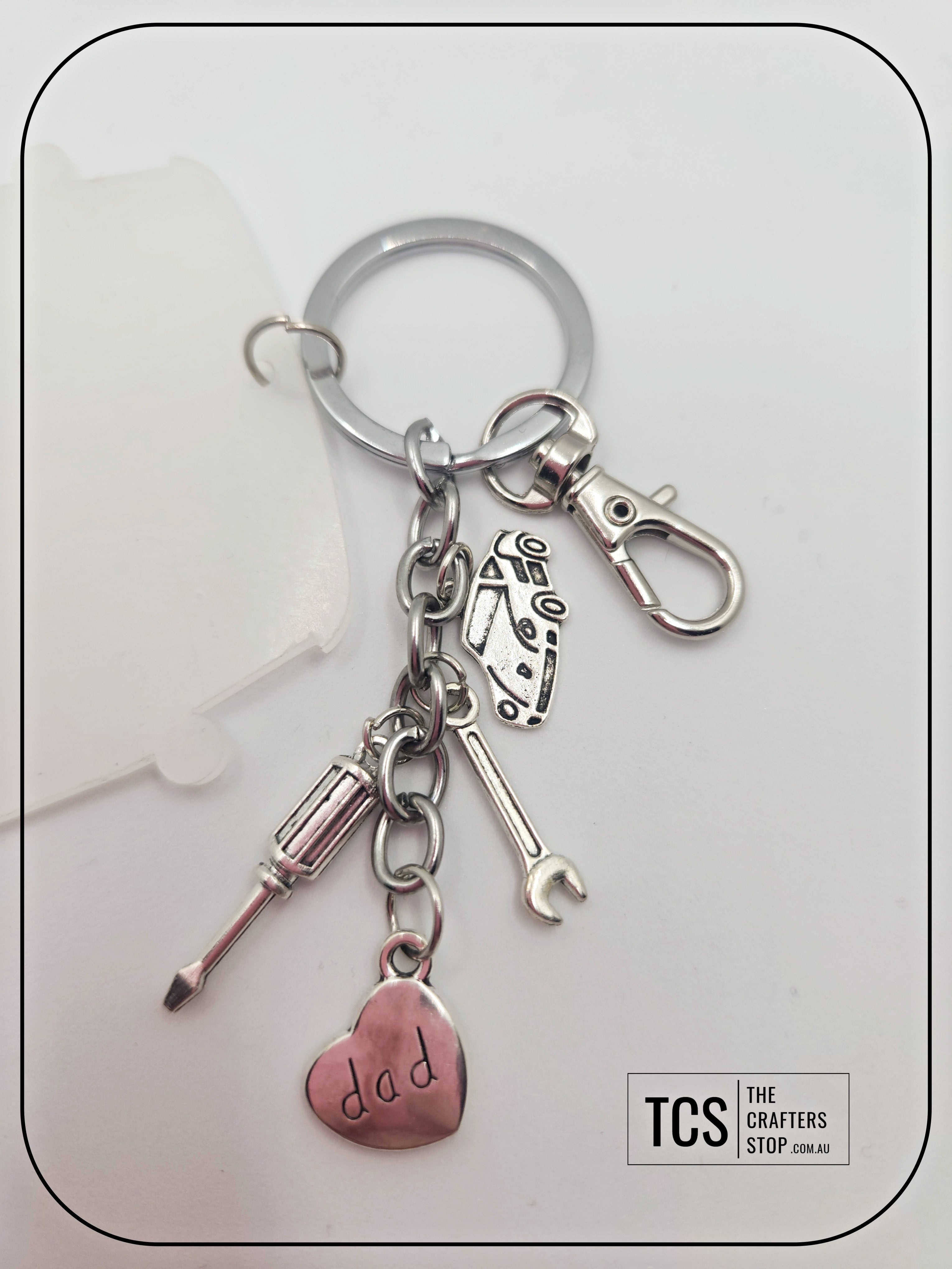 Metal Charm Volkswagen Van Keyring with Acrylic Blank (Father's Day)