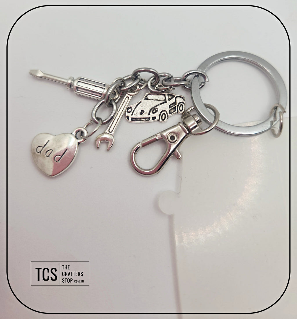 Metal Charm Volkswagen Van Keyring with Acrylic Blank (Father's Day)