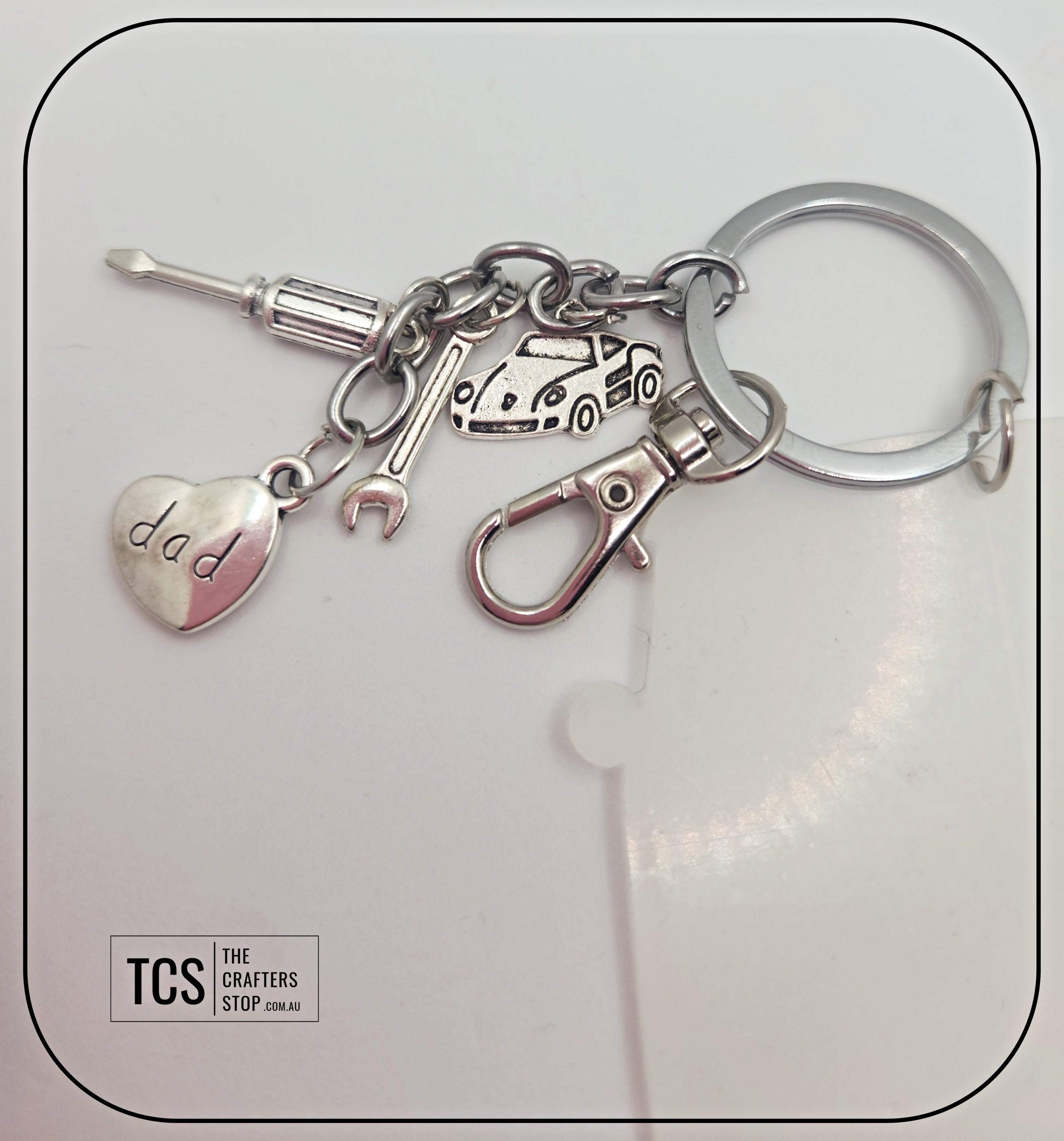 Metal Charm Volkswagen Van Keyring with Acrylic Blank (Father's Day)