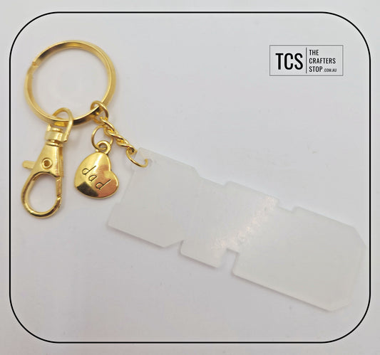 Gold Metal Charm Keyring with Acrylic DAD Blank (Father's Day)