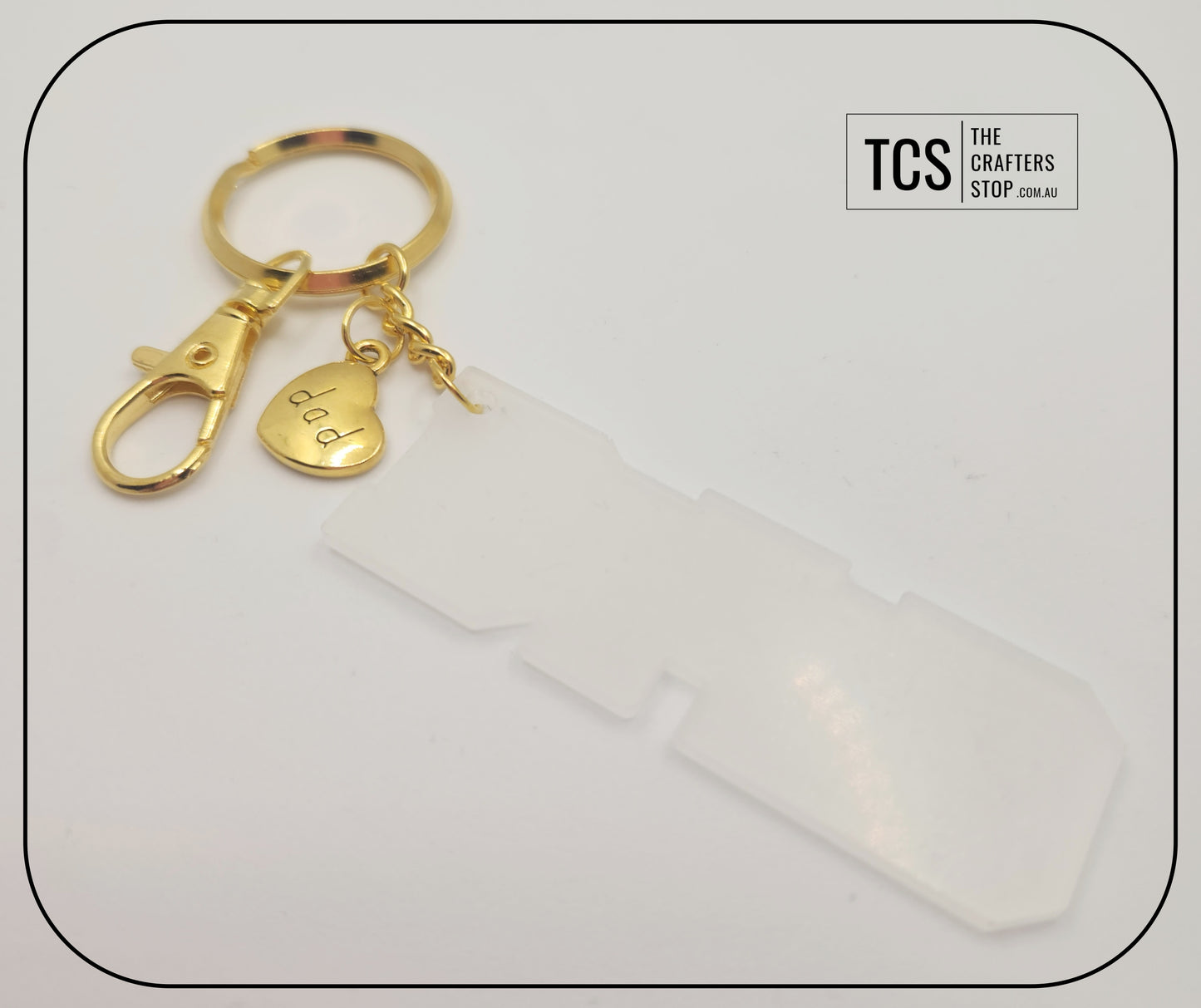 Gold Metal Charm Keyring with Acrylic DAD Blank (Father's Day)