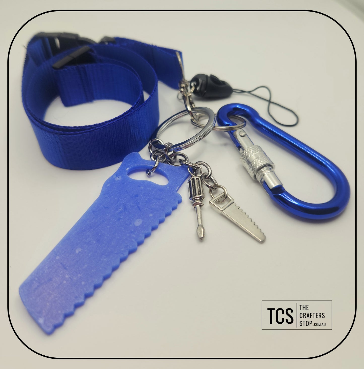 Metal Charm Tool Keyring with Lanyard and Acrylic Blank (Father's Day)