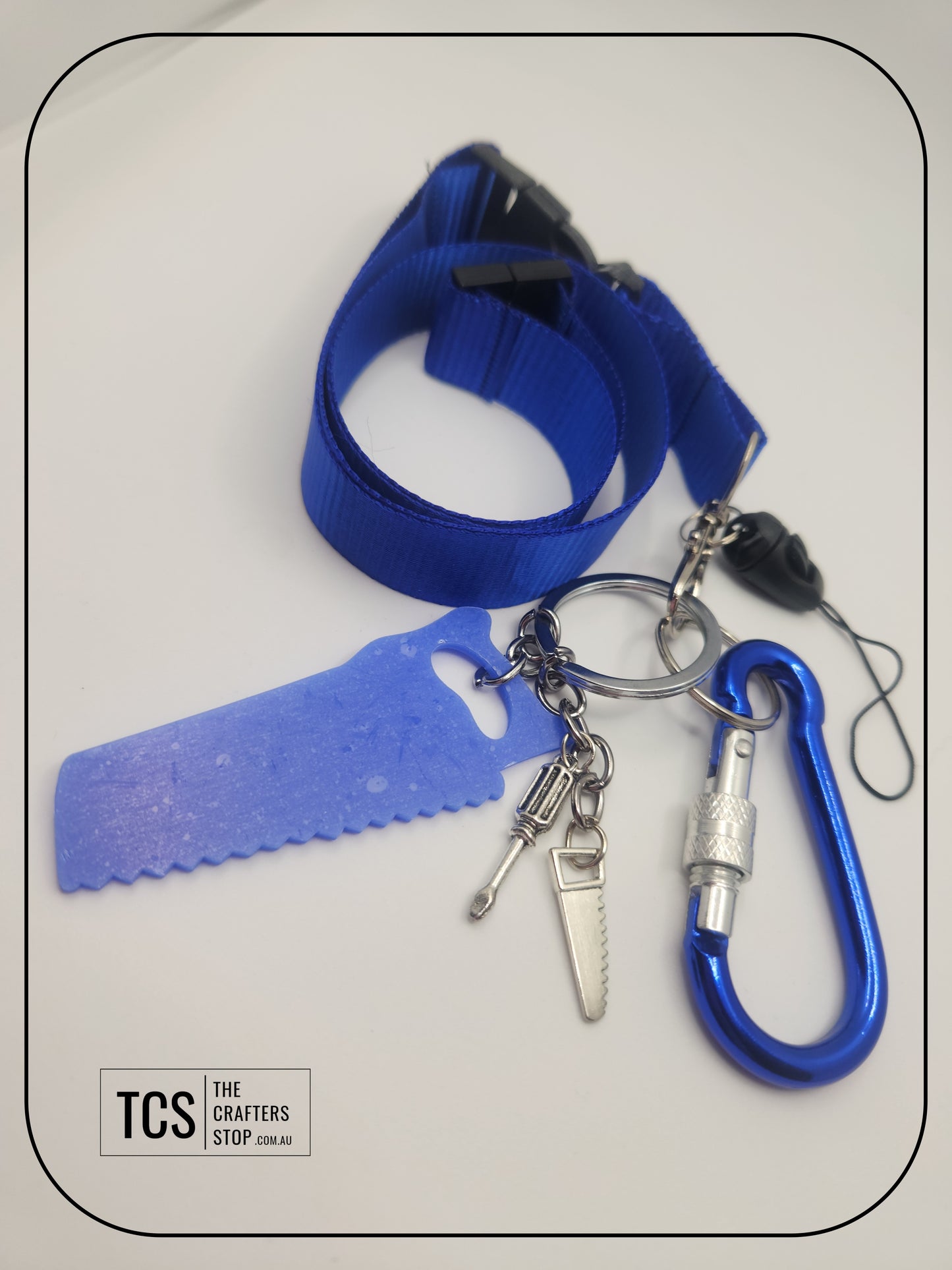 Metal Charm Tool Keyring with Lanyard and Acrylic Blank (Father's Day)