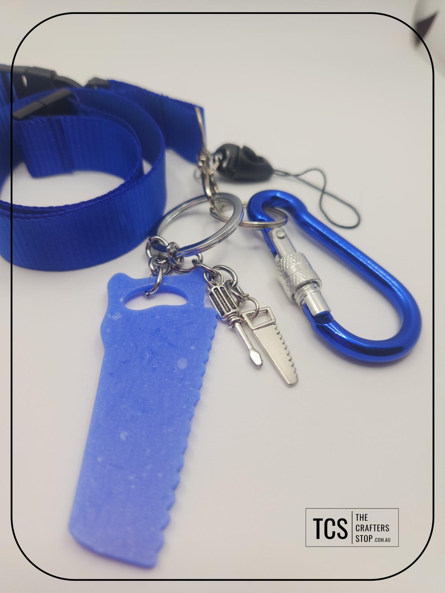 Metal Charm Tool Keyring with Lanyard and Acrylic Blank (Father's Day)