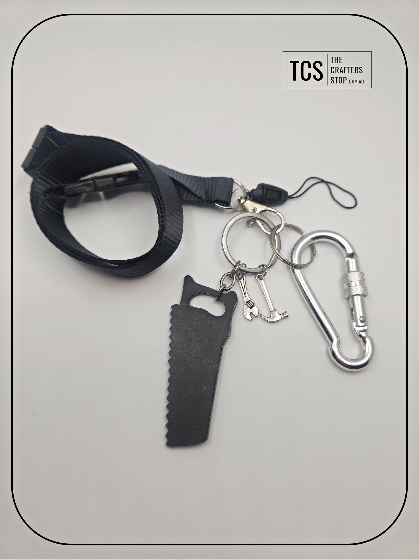 Metal Charm Tool Keyring with Lanyard and Acrylic Blank (Father's Day)