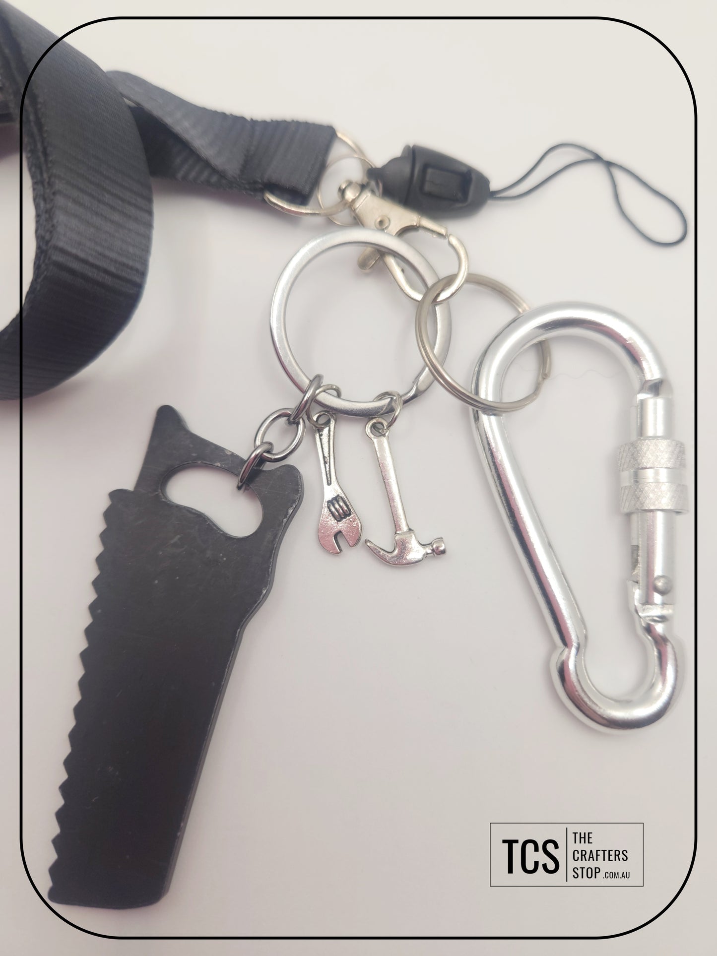 Metal Charm Tool Keyring with Lanyard and Acrylic Blank (Father's Day)