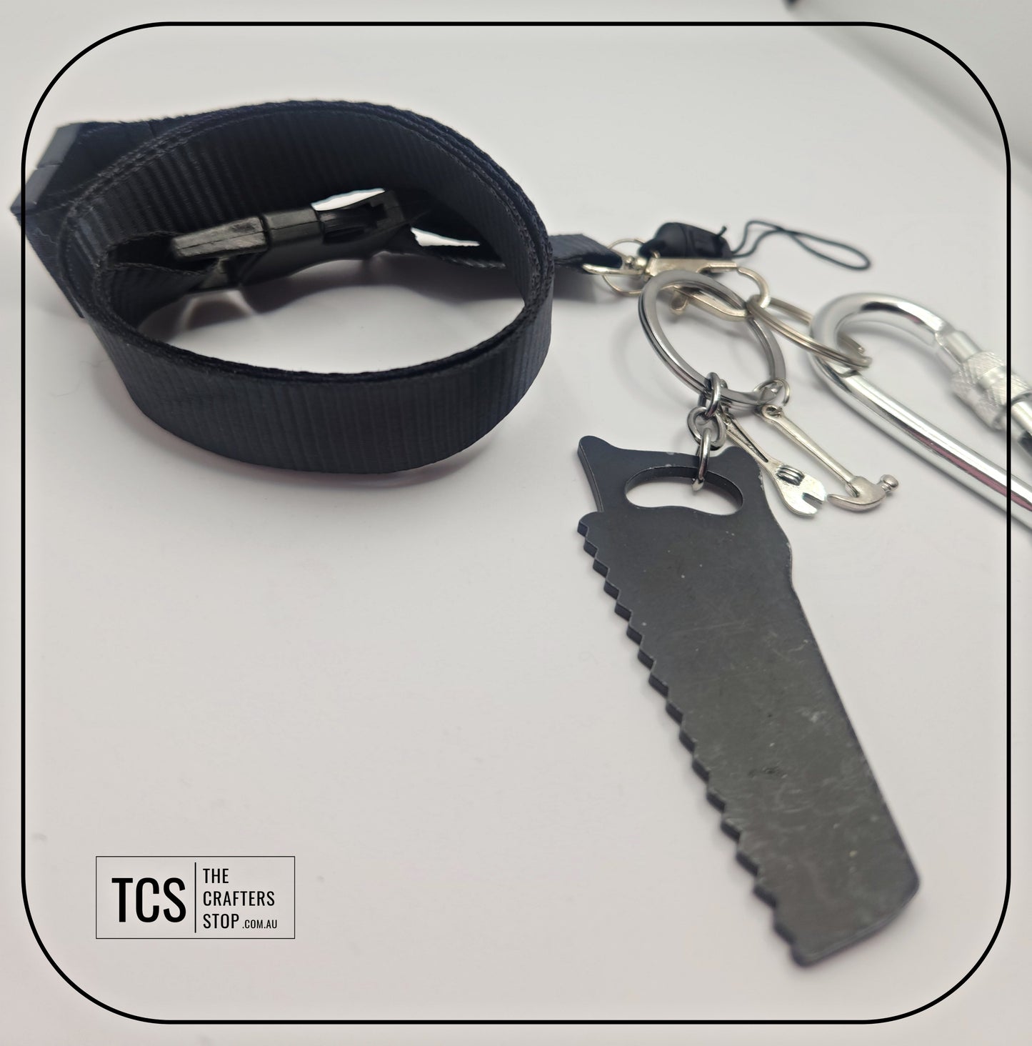 Metal Charm Tool Keyring with Lanyard and Acrylic Blank (Father's Day)