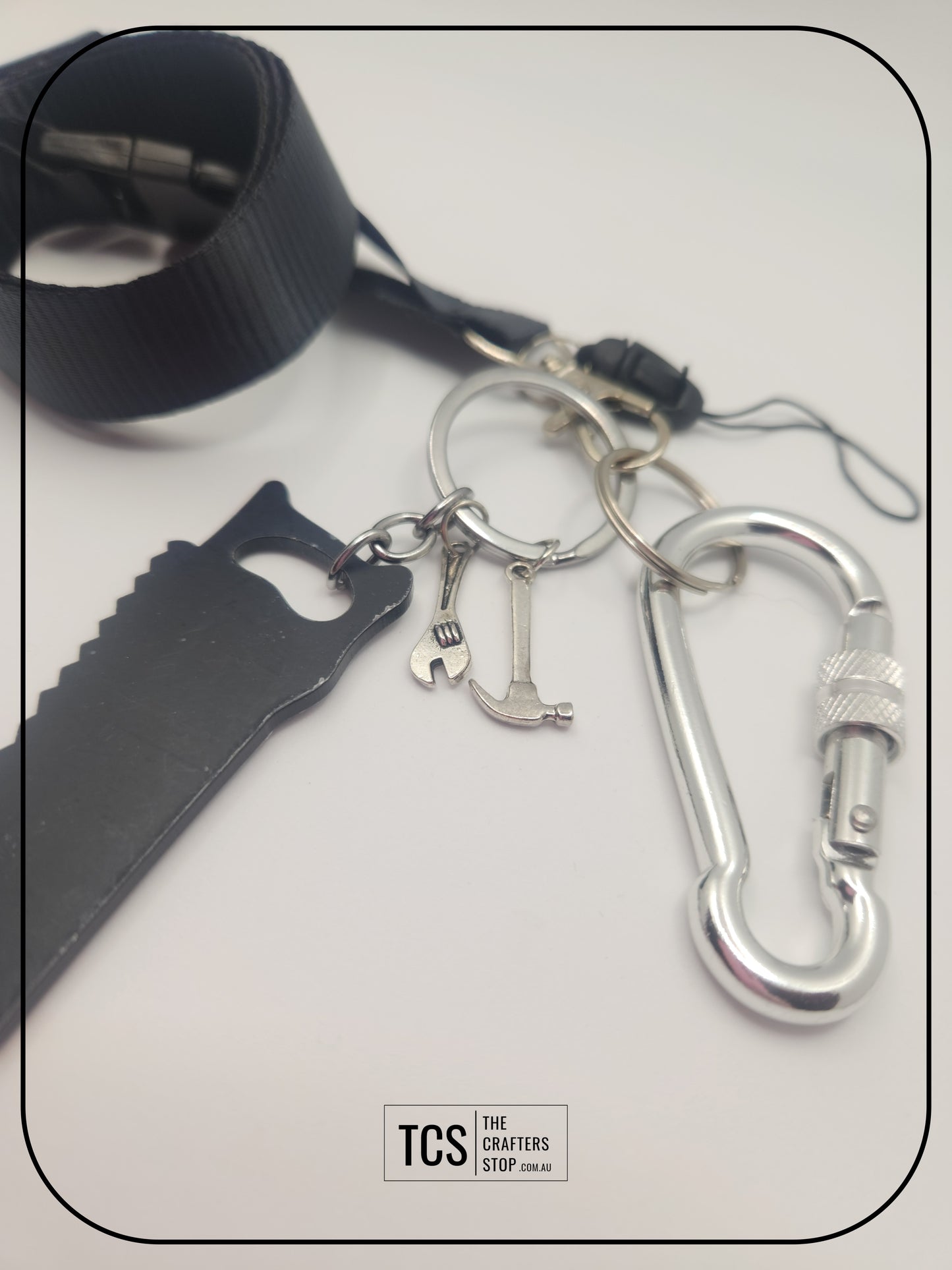 Metal Charm Tool Keyring with Lanyard and Acrylic Blank (Father's Day)