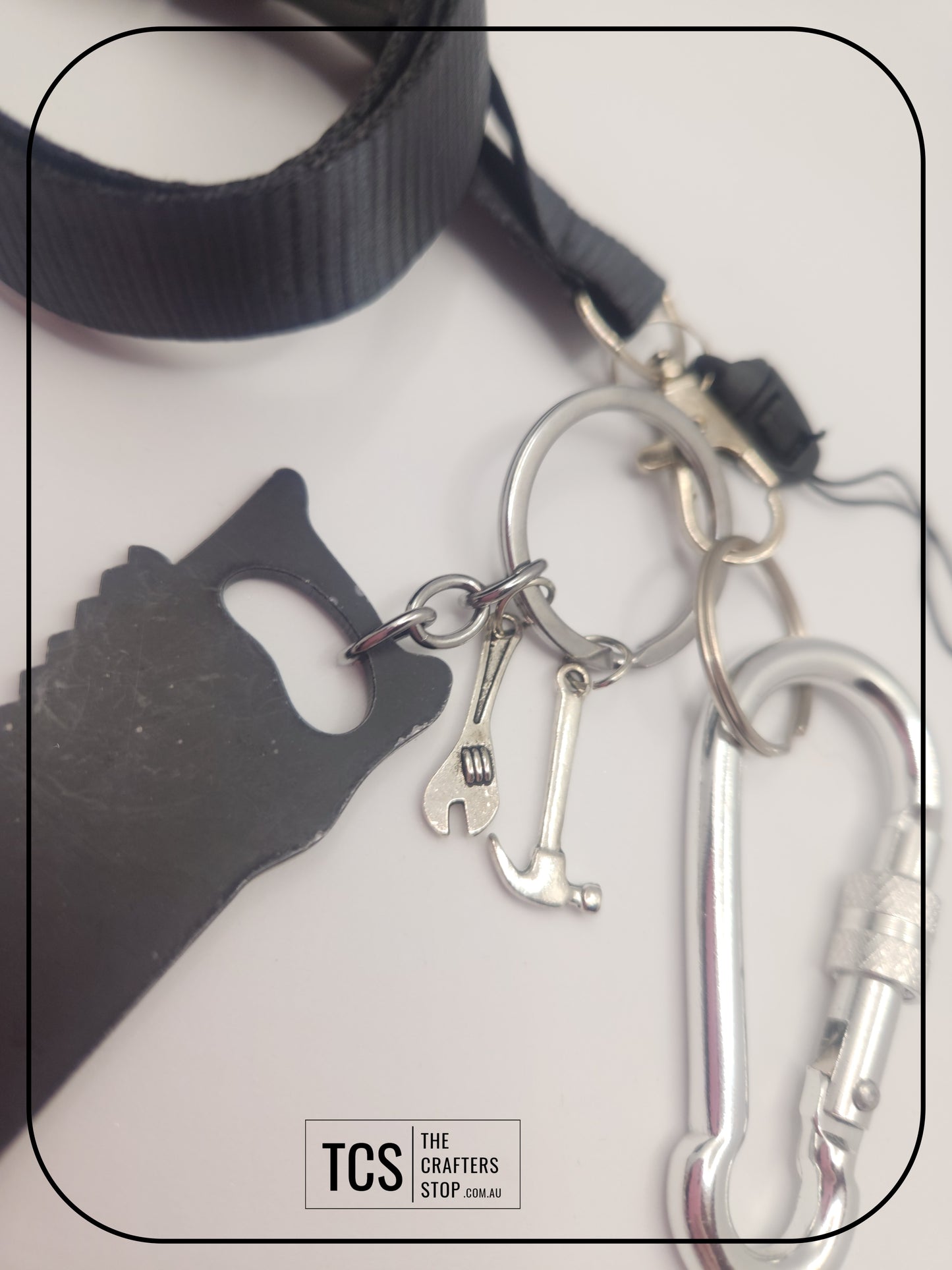 Metal Charm Tool Keyring with Lanyard and Acrylic Blank (Father's Day)