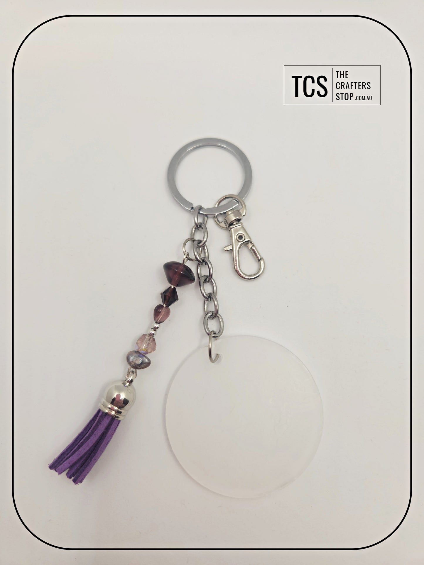 Ladies Keyring with Acrylic Blank and Beaded Accent