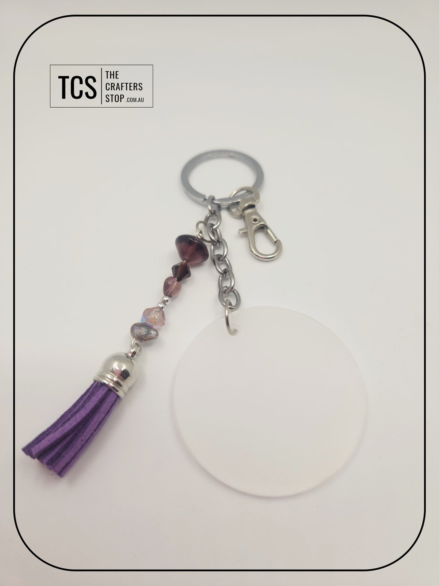 Ladies Keyring with Acrylic Blank and Beaded Accent