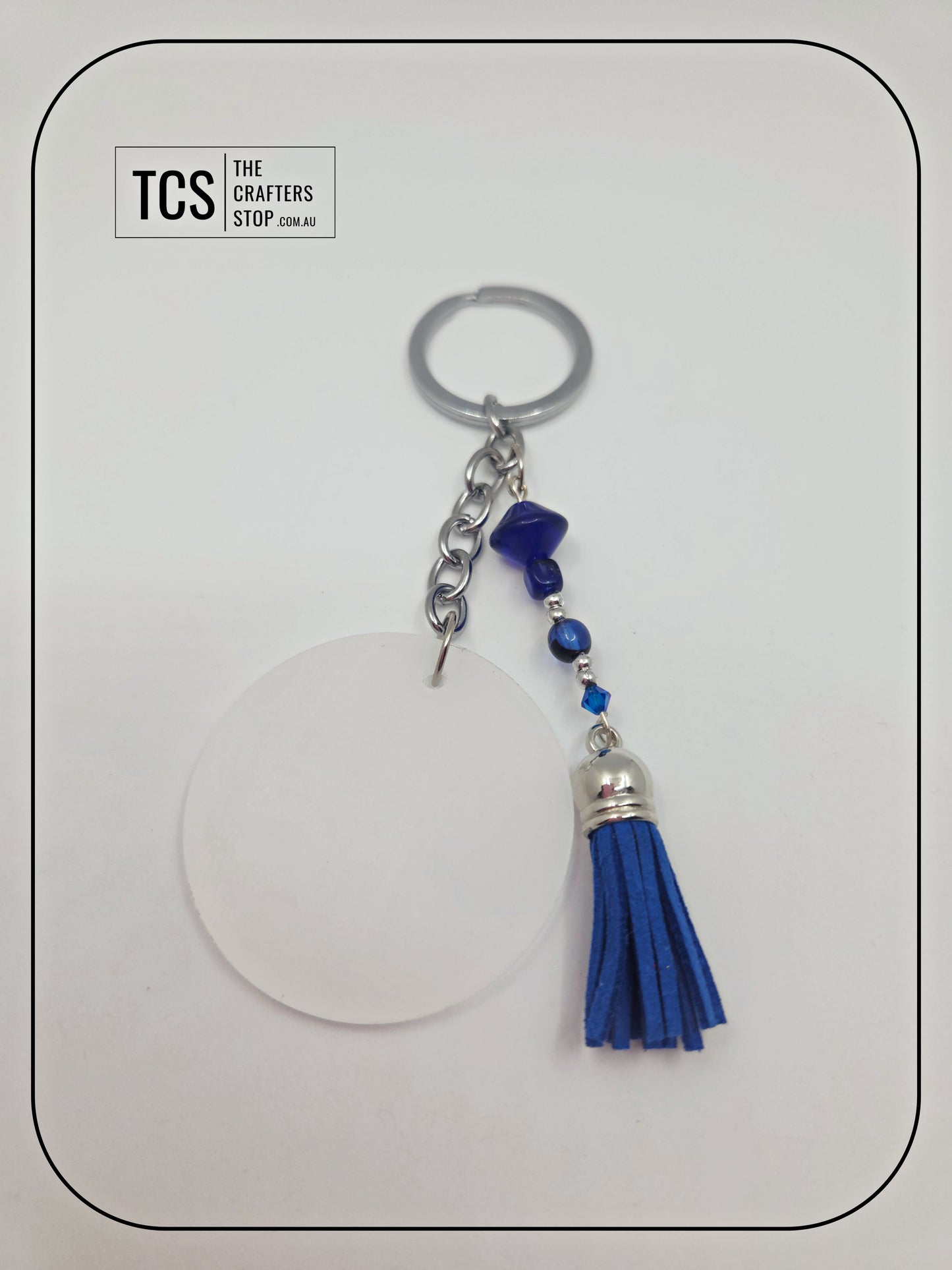 Ladies Keyring with Acrylic Blank and Beaded Accent