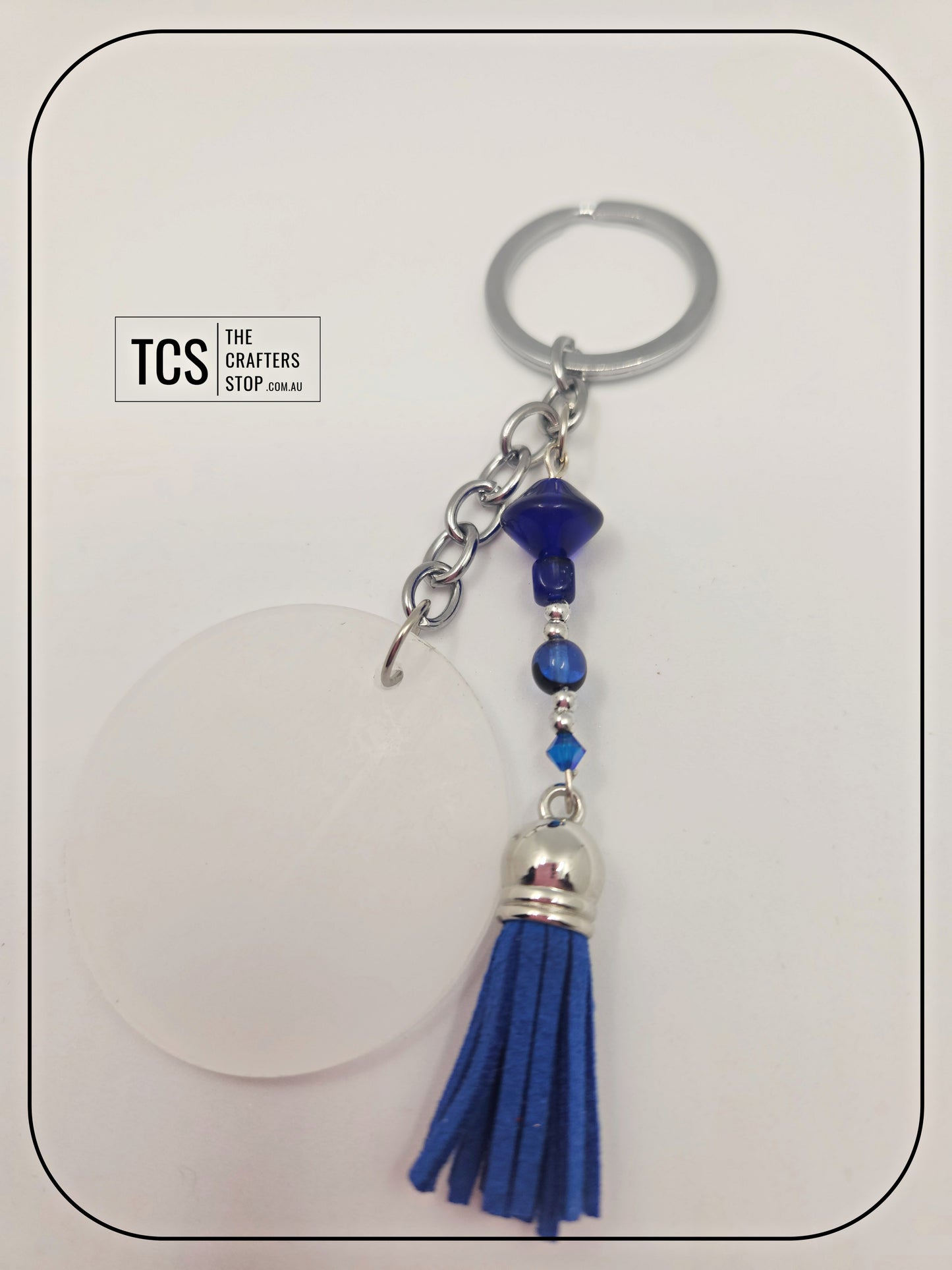 Ladies Keyring with Acrylic Blank and Beaded Accent