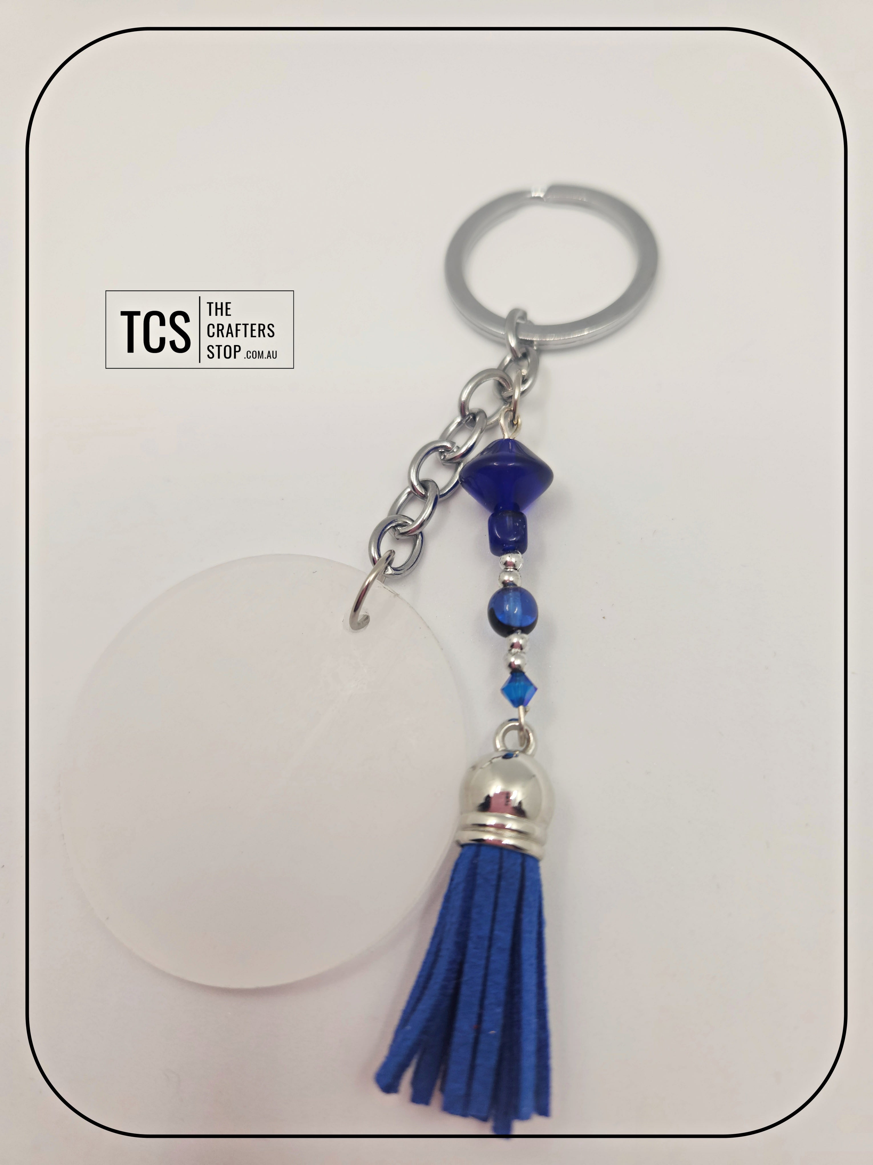 Ladies Keyring with Acrylic Blank and Beaded Accent
