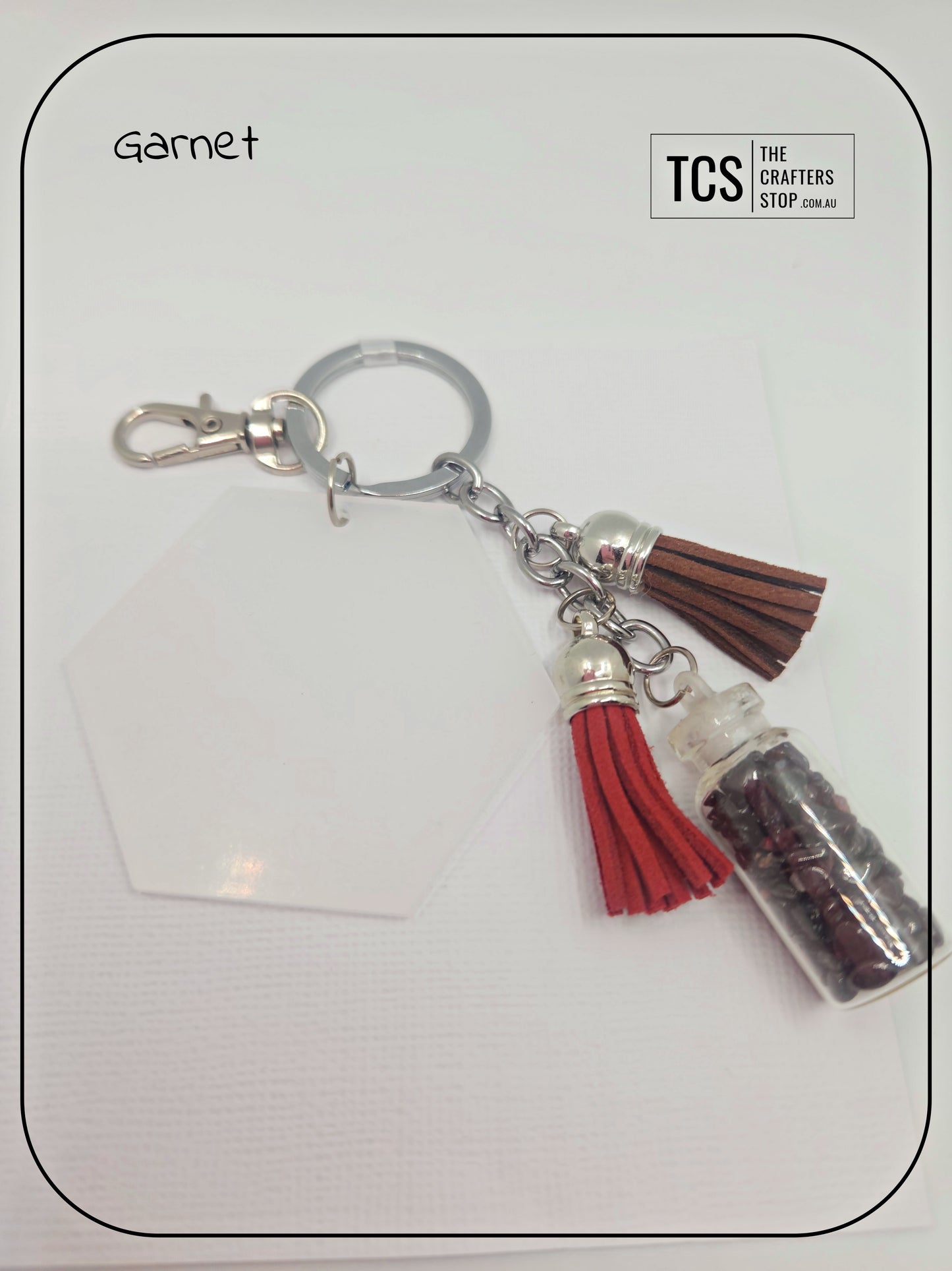 Premium Crystal Chip Keyring with Acrylic Blank