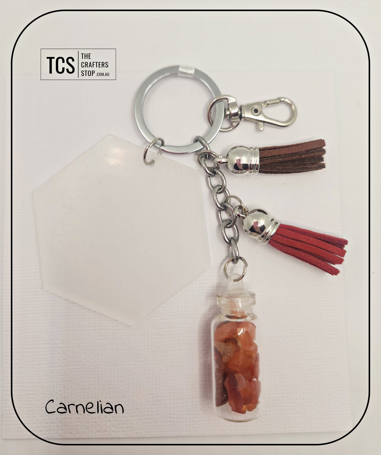 Premium Crystal Chip Keyring with Acrylic Blank