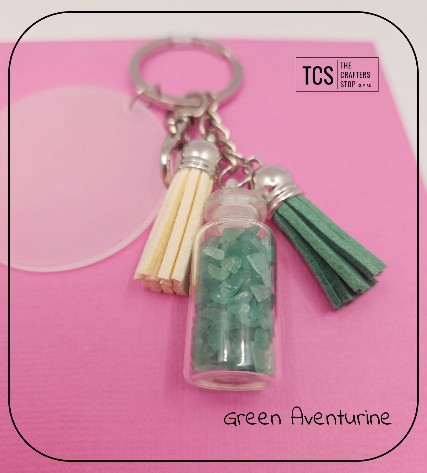 Premium Crystal Chip Keyring with Acrylic Blank