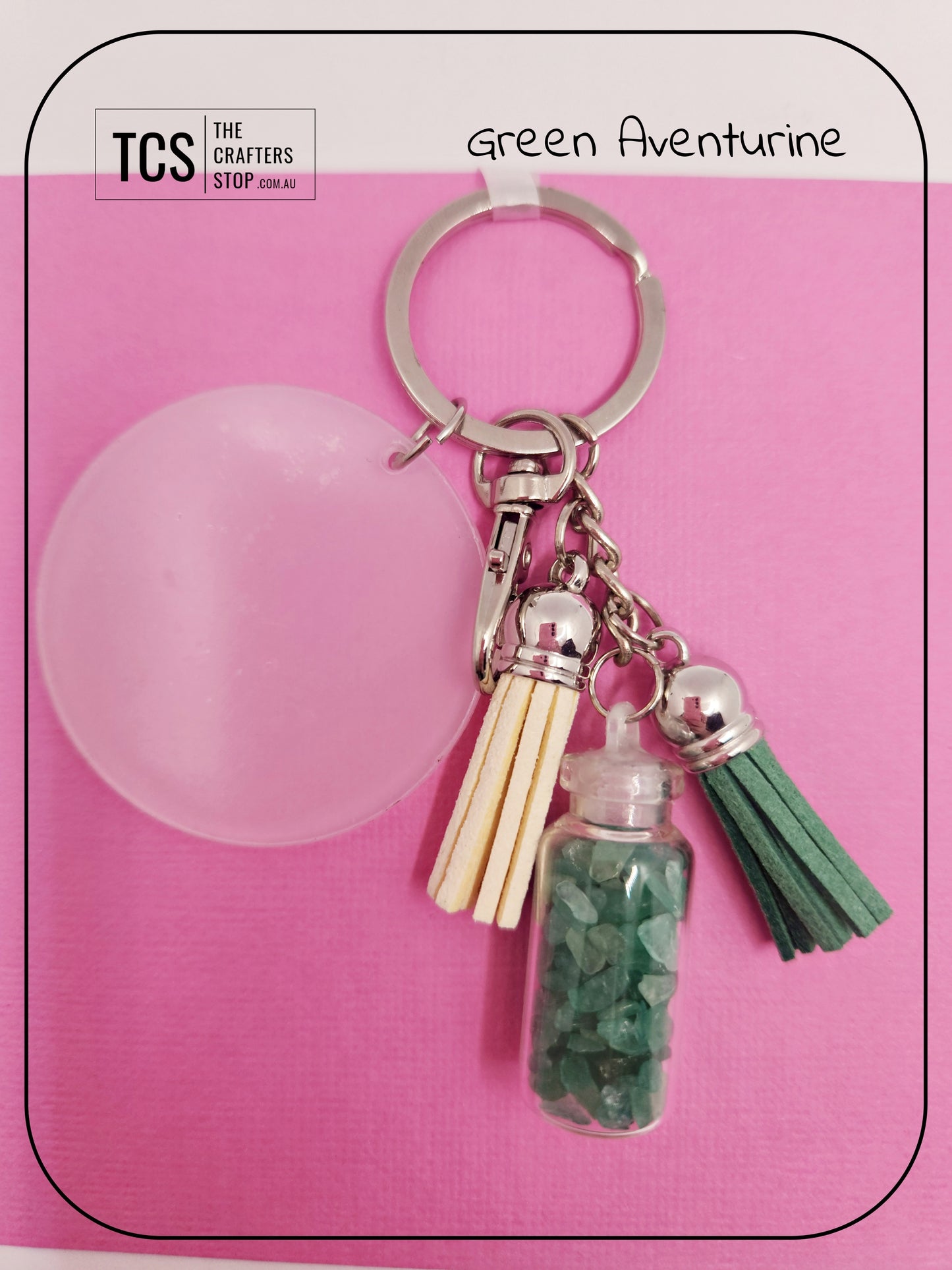 Premium Crystal Chip Keyring with Acrylic Blank