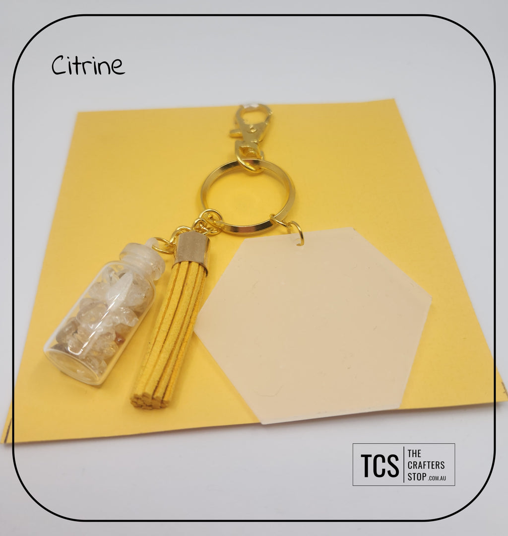 Premium Crystal Chip Keyring with Acrylic Blank
