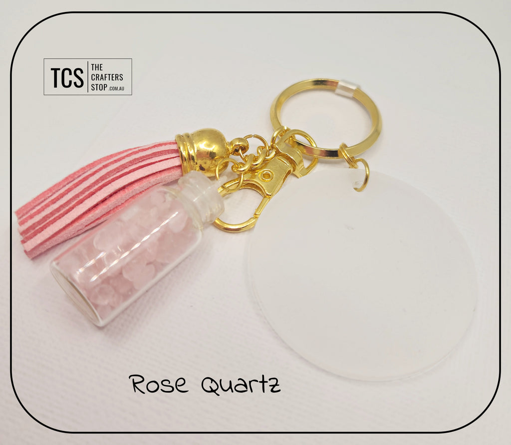 Premium Crystal Chip Keyring with Acrylic Blank