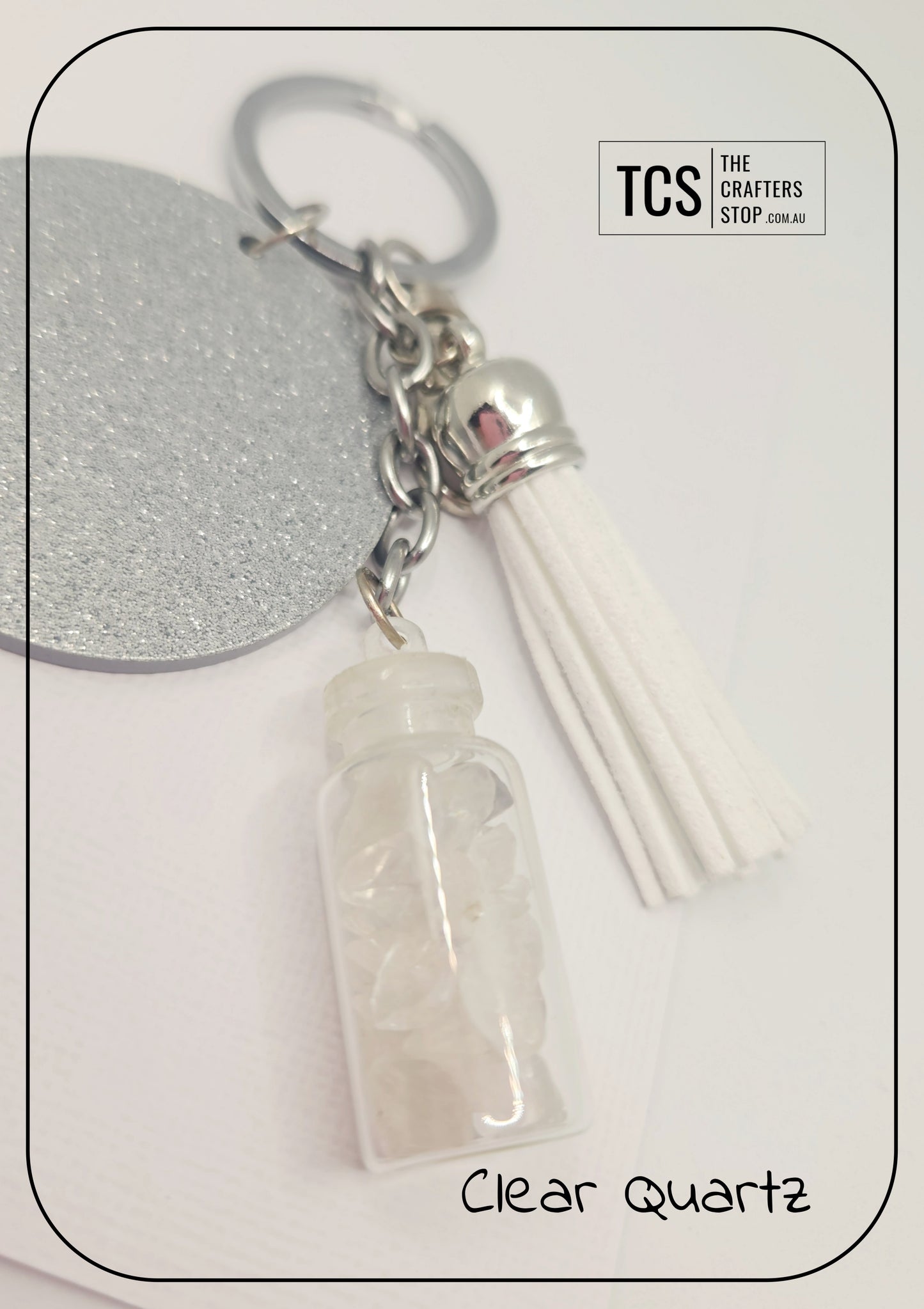 Premium Crystal Chip Keyring with Acrylic Blank