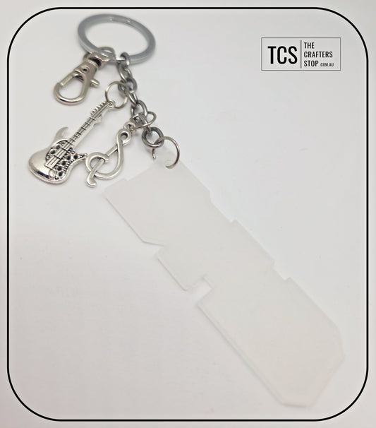 Metal Charm Guitar Keyring with Acrylic DAD Blank (Father's Day)