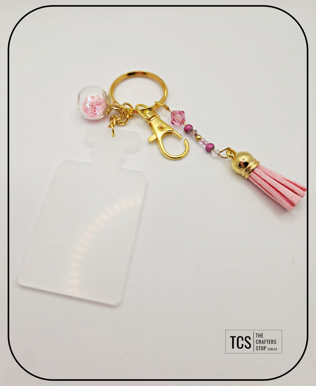 Ladies Keyring with Acrylic Blank and Beaded Accent