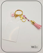 Ladies Keyring with Acrylic Blank and Beaded Accent