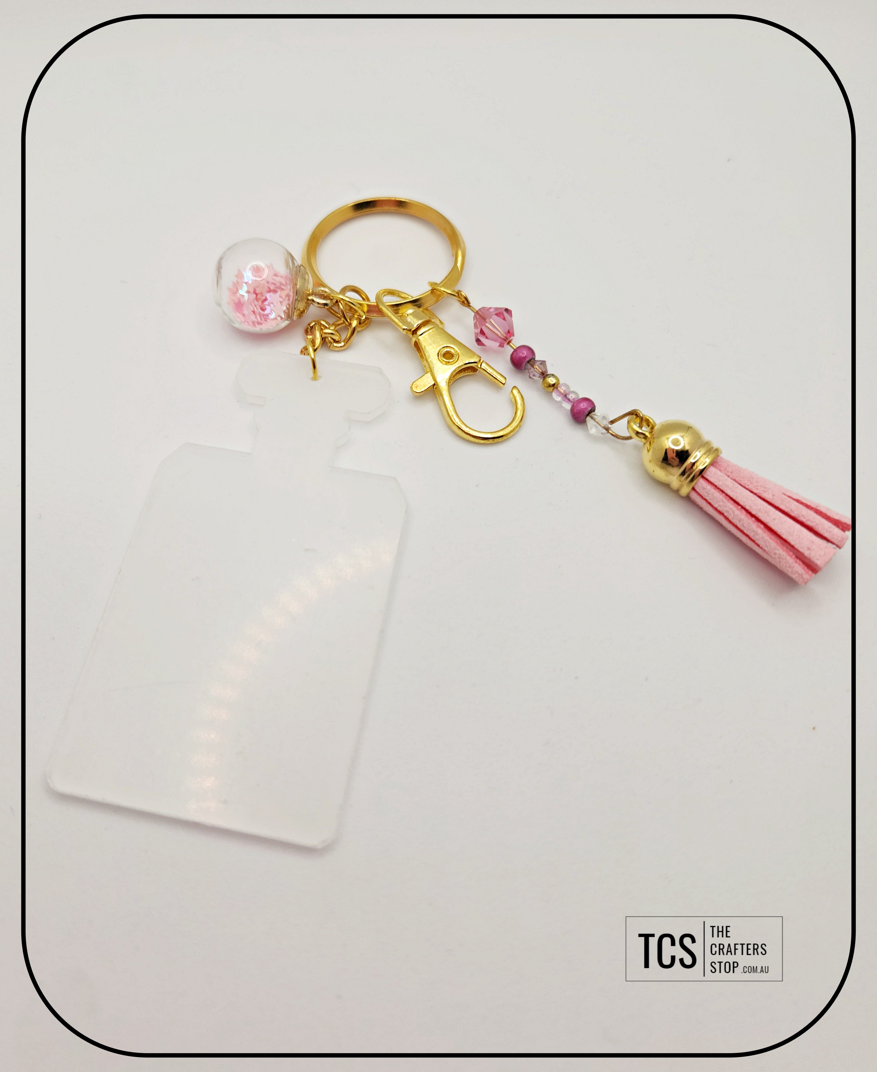 Ladies Keyring with Acrylic Blank and Beaded Accent
