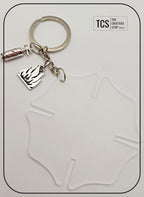 Fire Fighter Cross Acrylic Metal Charm Keyring