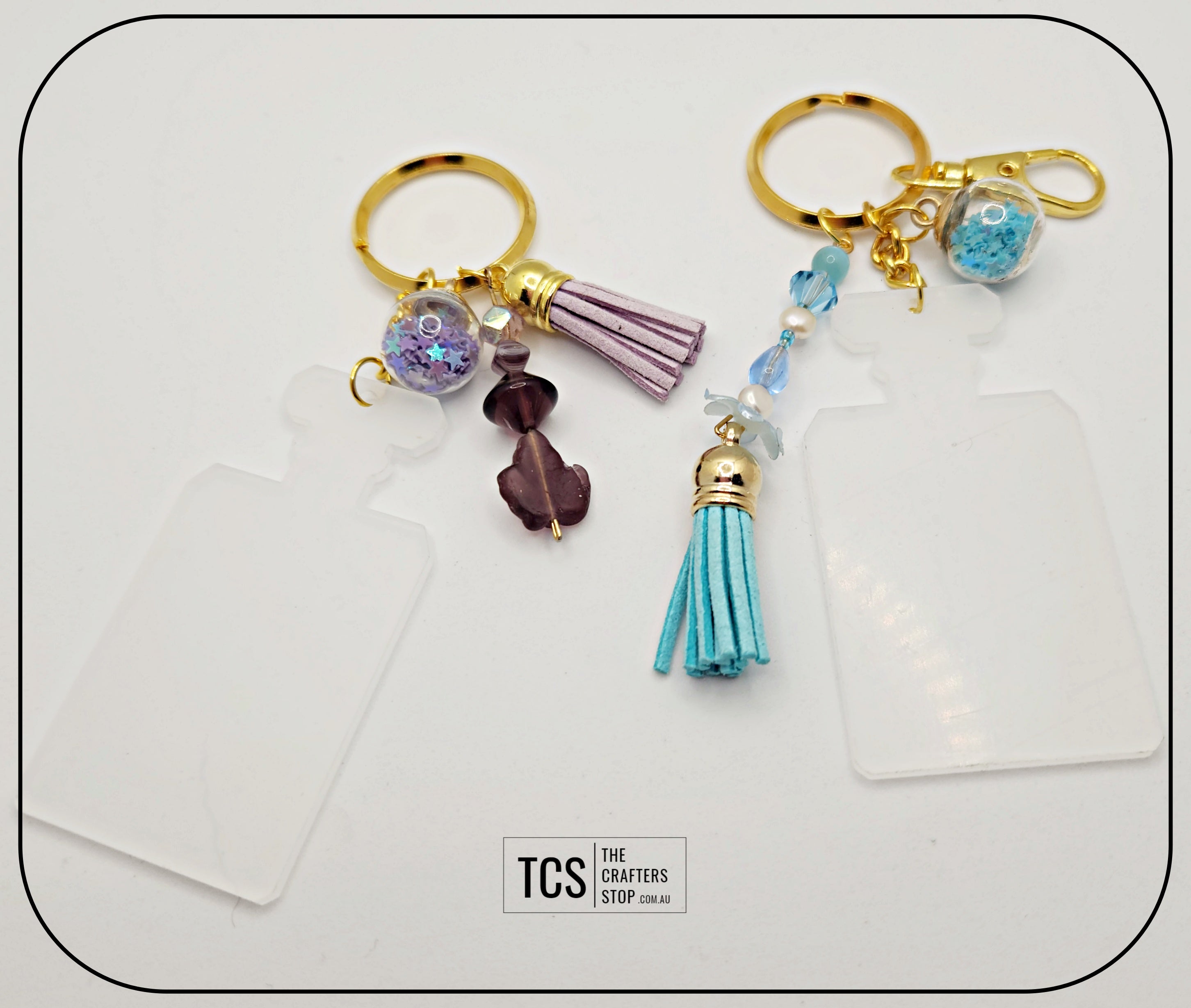 Ladies Keyring with Acrylic Blank and Beaded Accent
