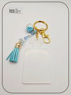 Ladies Keyring with Acrylic Blank and Beaded Accent