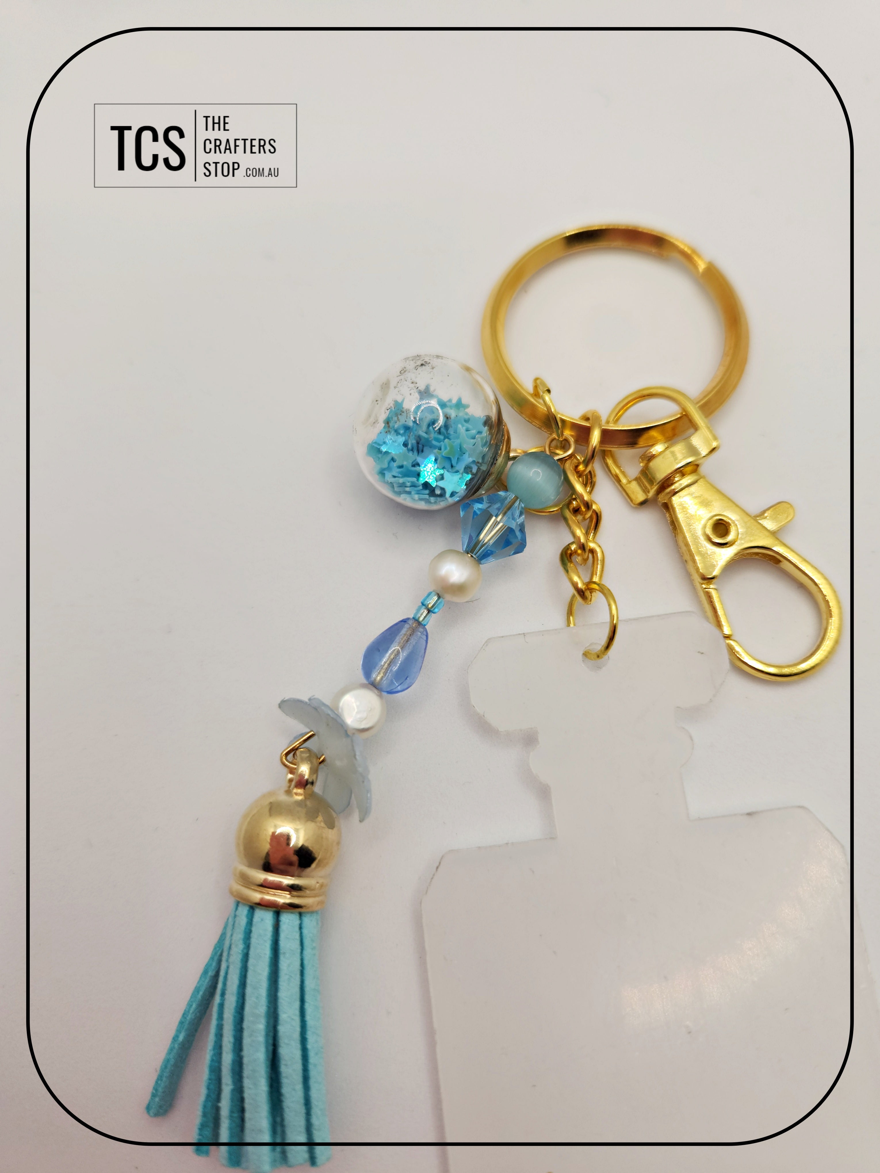 Ladies Keyring with Acrylic Blank and Beaded Accent