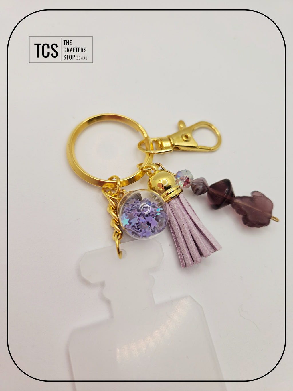 Ladies Keyring with Acrylic Blank and Beaded Accent