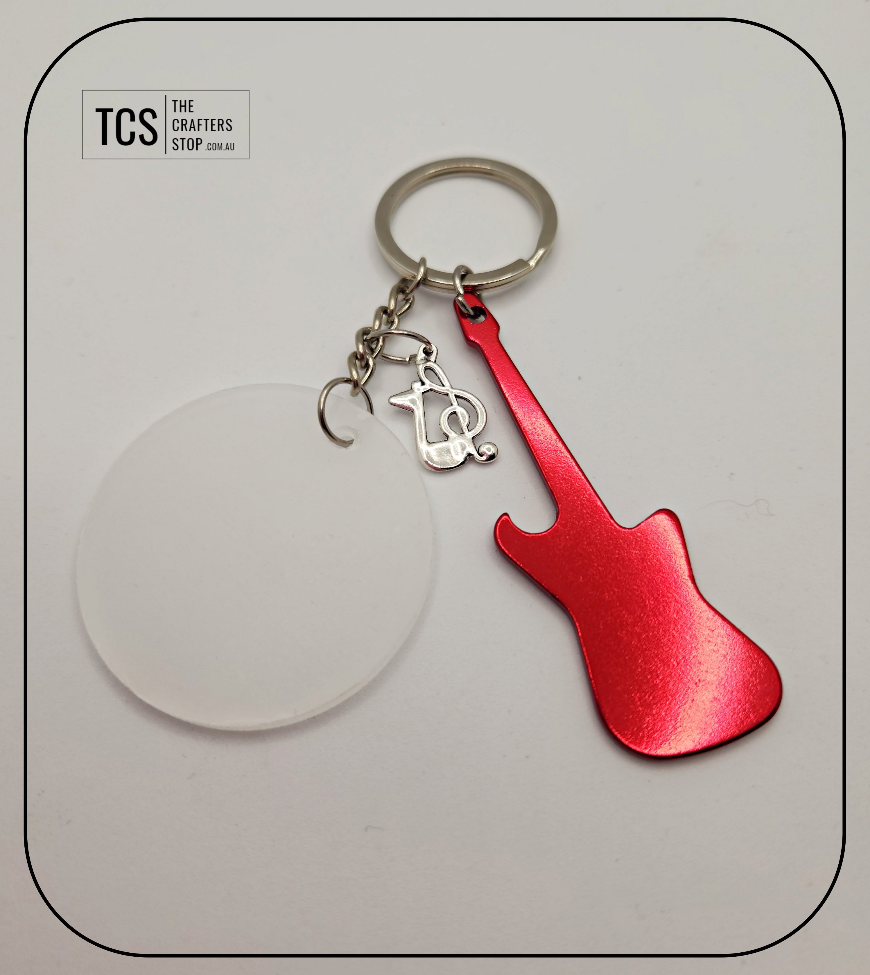 Guitar Metal Bottle Opener Keyring with Acrylic Blank (Father's Day)