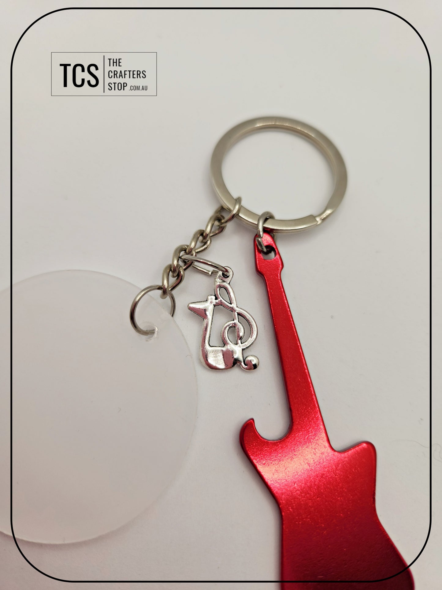 Guitar Metal Bottle Opener Keyring with Acrylic Blank (Father's Day)