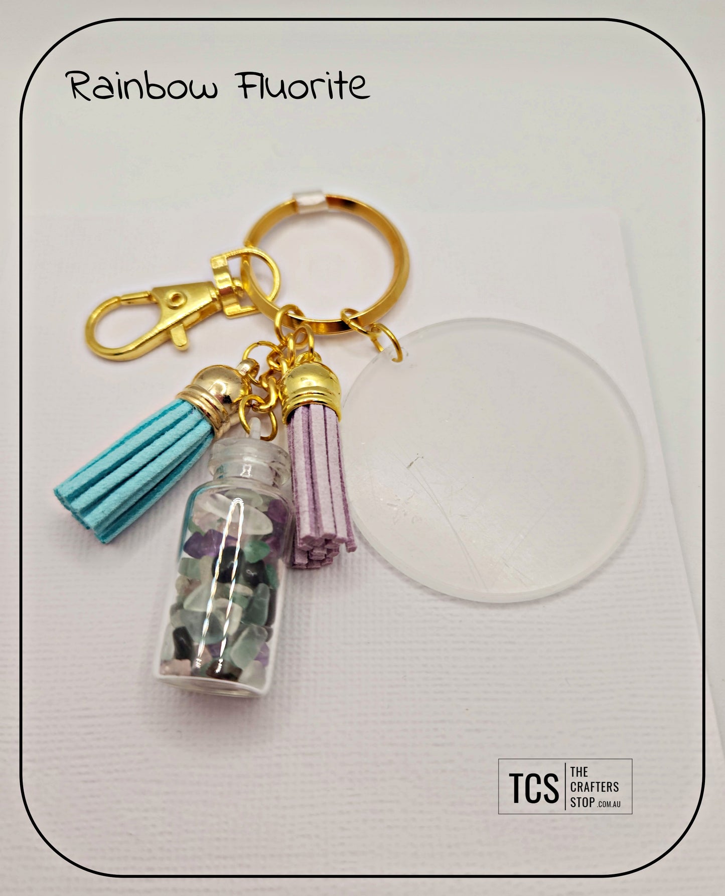 Premium Crystal Chip Keyring with Acrylic Blank