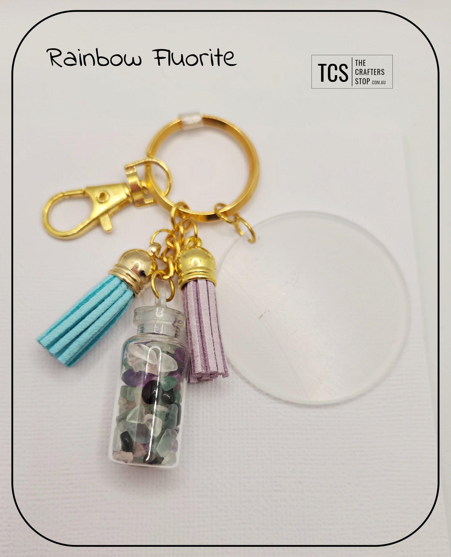 Premium Crystal Chip Keyring with Acrylic Blank