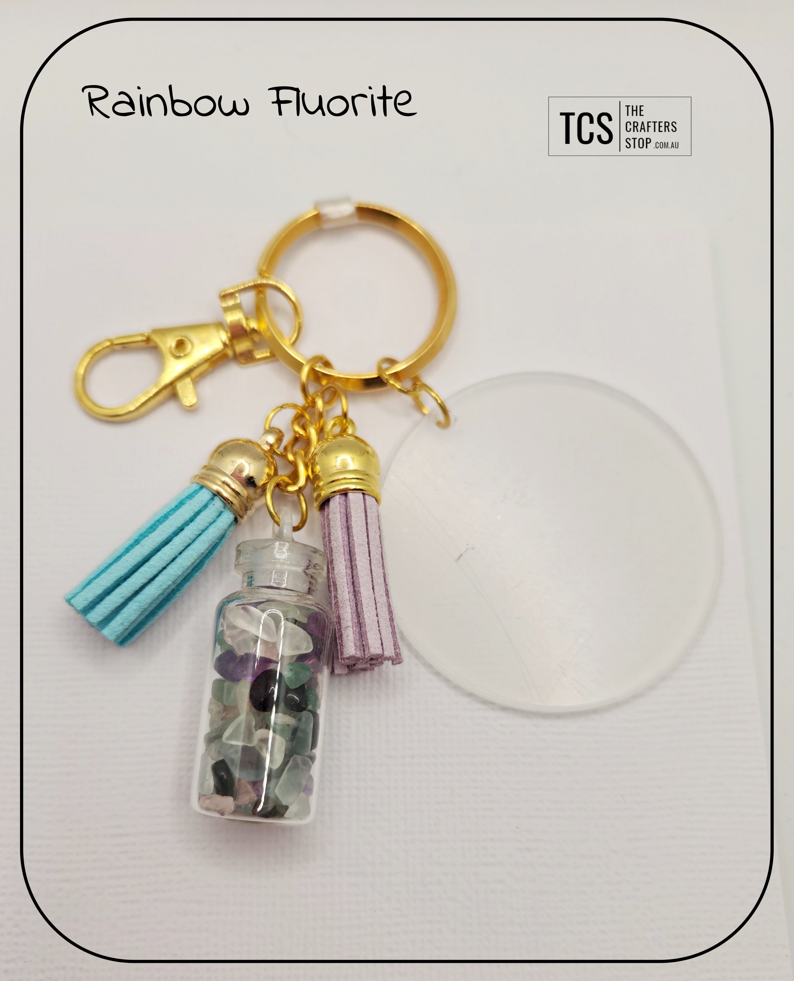 Premium Crystal Chip Keyring with Acrylic Blank