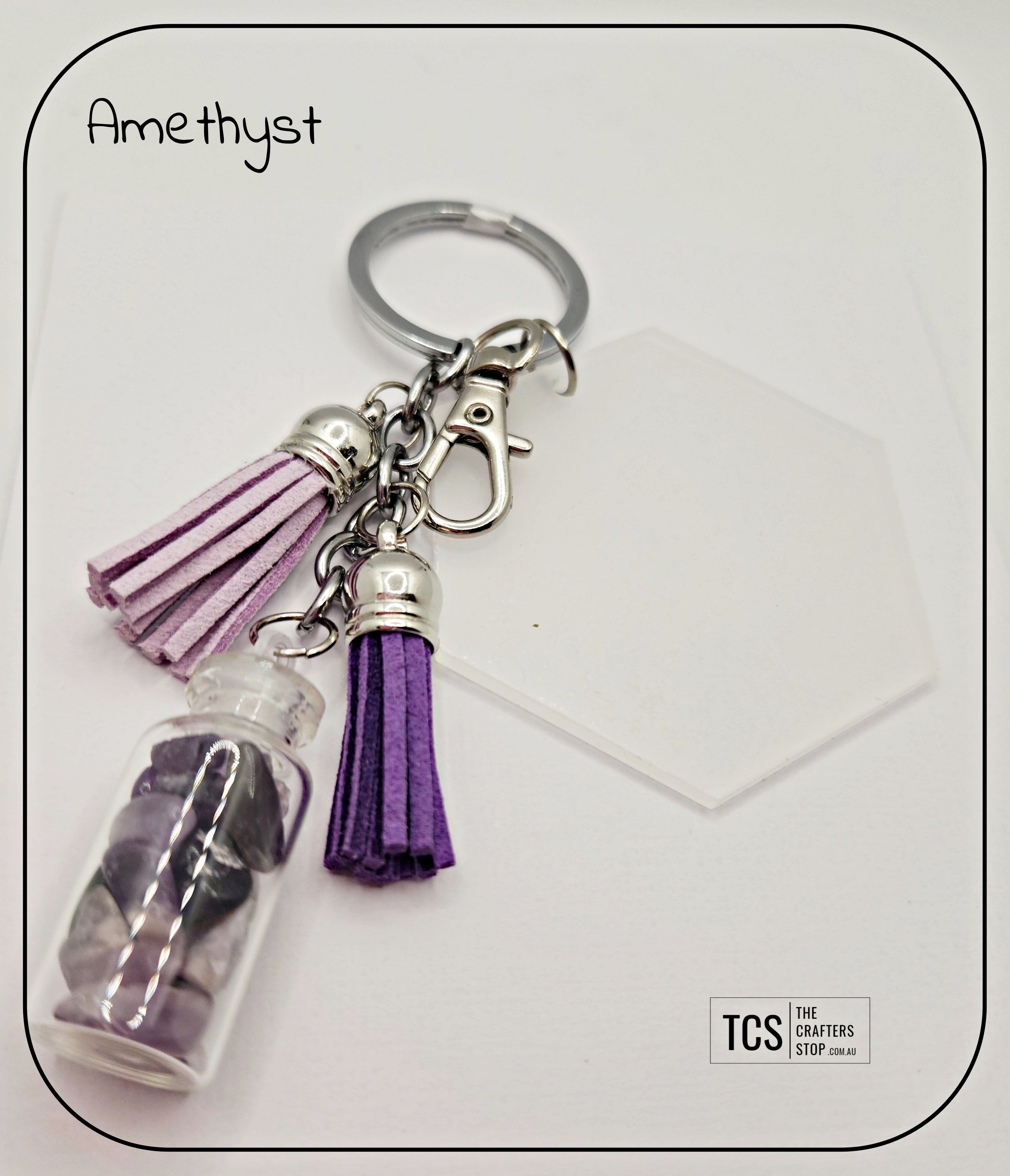 Premium Crystal Chip Keyring with Acrylic Blank
