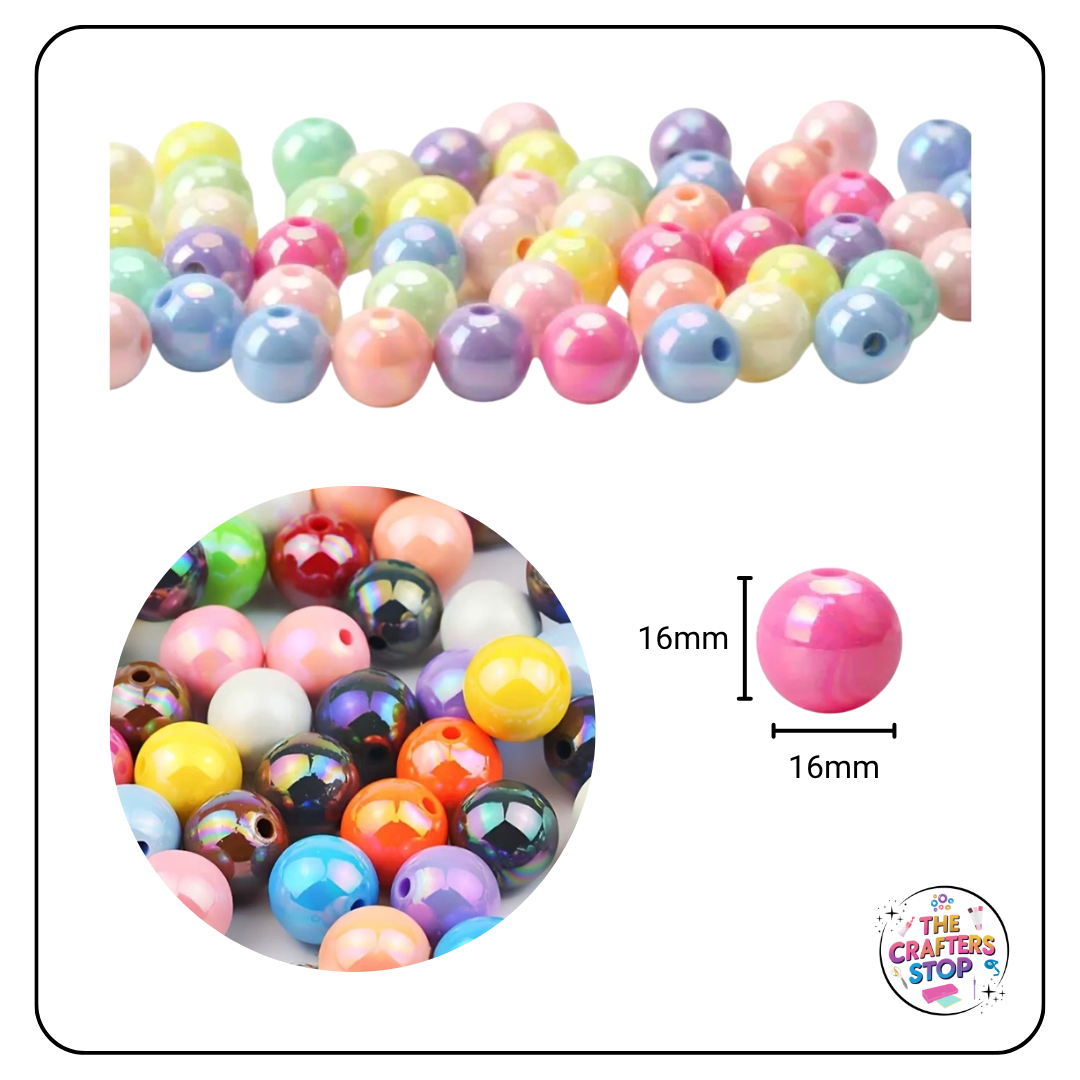 Large Acrylic Iridescent Beads - 14.5mm