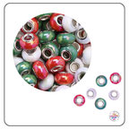 Large Hole Acrylic Decorative Beads - Christmas Colours