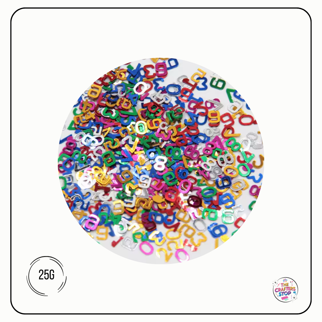 PVC Number Sequin Add-ins 25g
