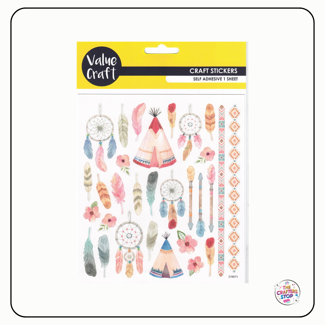 Boho Dreamcather Scrapbooking Sticker Sheet