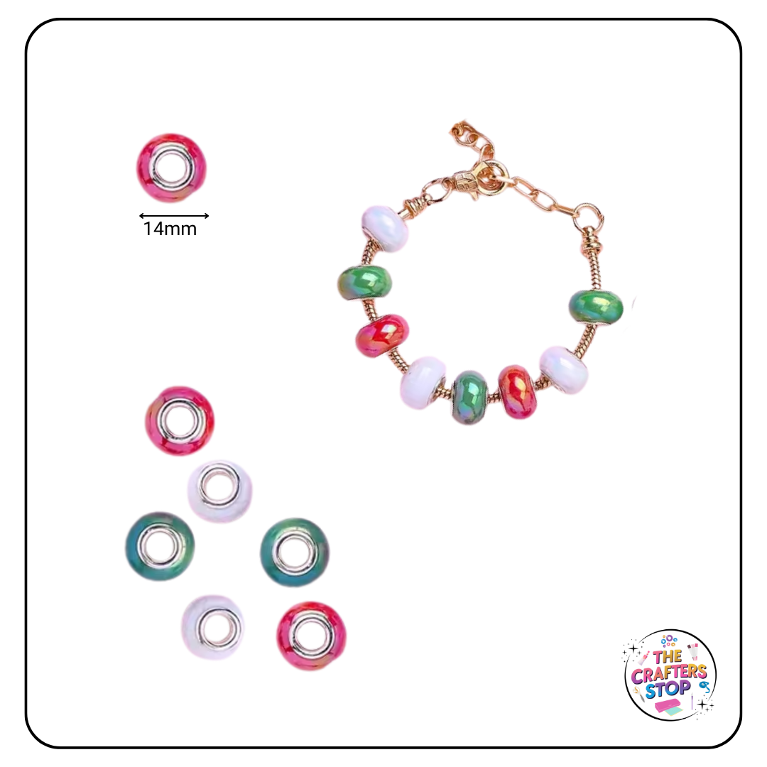 Large Hole Acrylic Decorative Beads - Christmas Colours